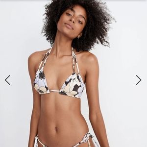 Madewell Second Wave Ruched String Bikini Top in Blossom Power Size M